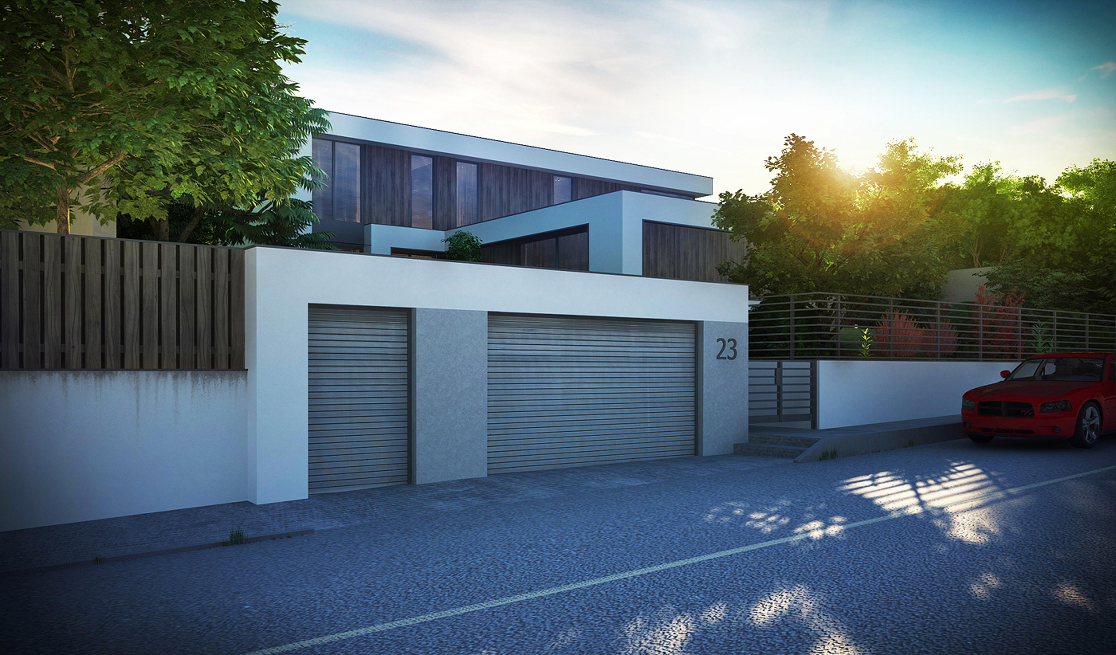 Villa Moderne Grande Terrasse Fenetres Panoramiques Visualisation 3d Architecture Unique