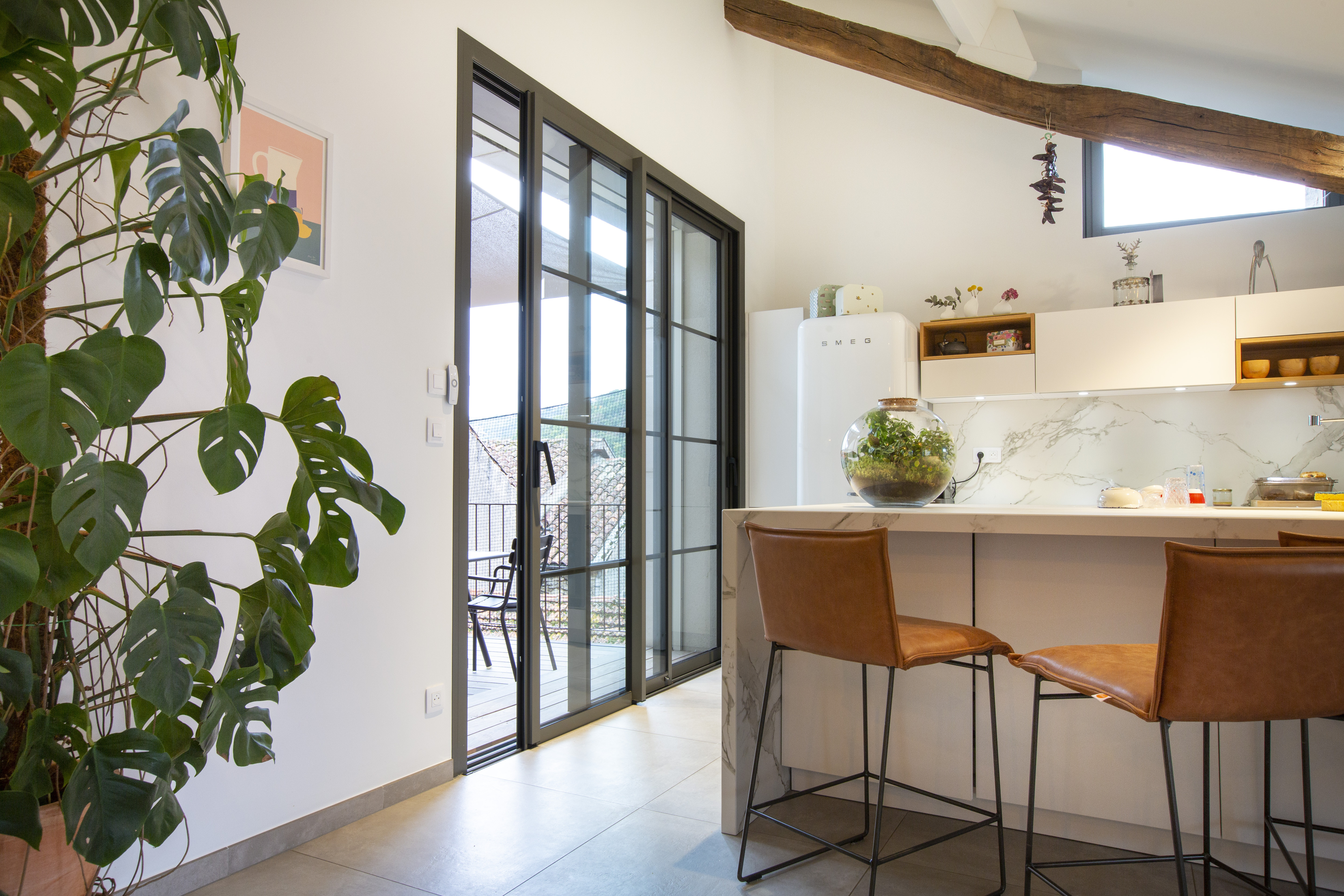 Renovation appartement coulissant aluminium 2vantaux petits bois surmesure aveyron