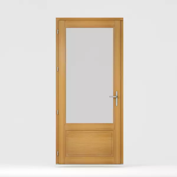 Porte d'entrée Bois P60 chêne lasure claire vue intérieure